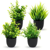 1/4pcs Artificial Plants Potted Green Bonsai Small Tree Grass Plant Pot Ornament Fake Flower for Home Garden Decor Wedding Party by DSERS