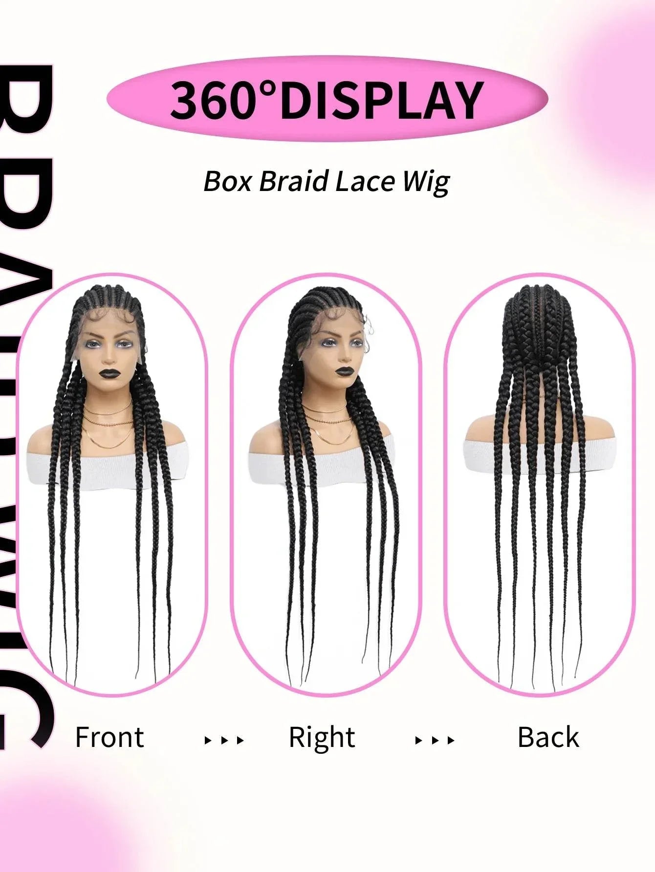Cornrow Braids Wig Synthetic Full Lace Front Braided Wigs For Black Women 36 Inches Long Locs Goddess Braids Wig With Baby Hair Braids Wig by DSERS / AliHairs Store