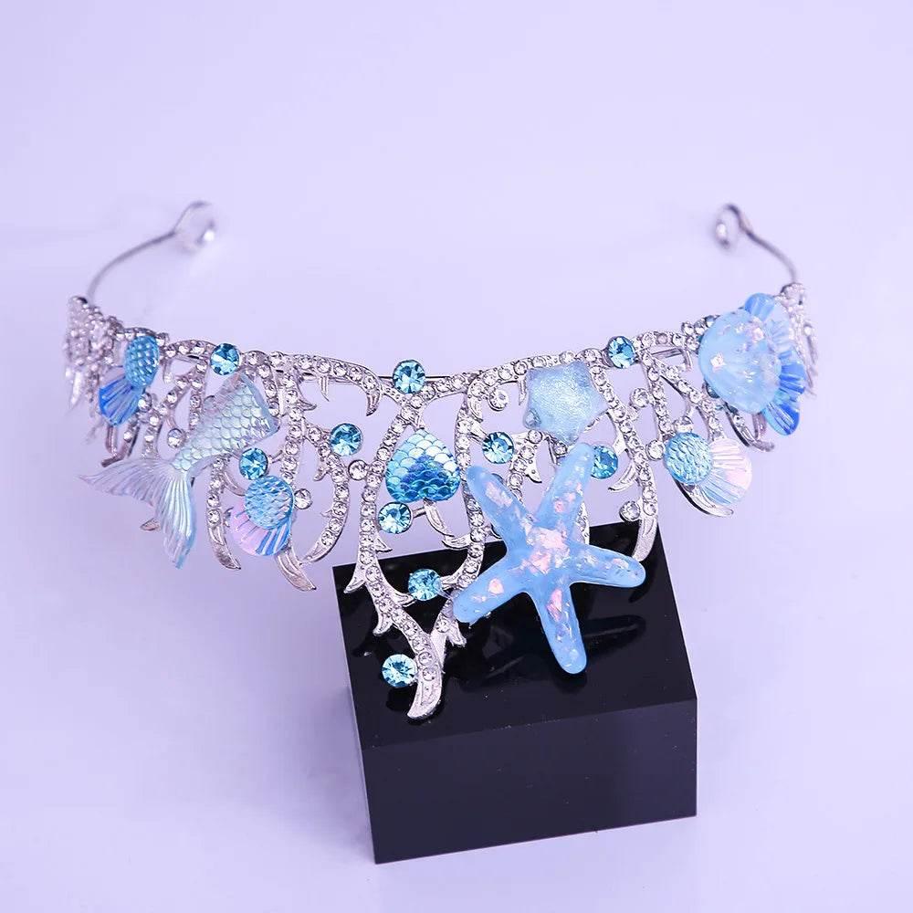 New Mermaid Crown Diadem Halloween Ocean Style Costume Seashell Starfish Hair Accessories for Women Girls Birthday Party Tiaras Tiaras by DSERS