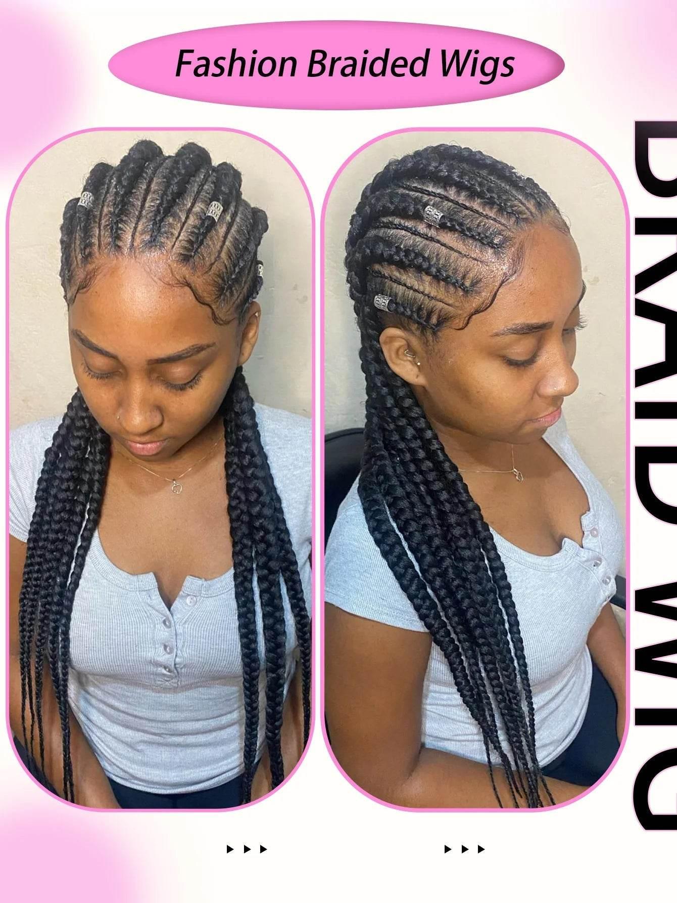 Cornrow Braids Wig Synthetic Full Lace Front Braided Wigs For Black Women 36 Inches Long Locs Goddess Braids Wig With Baby Hair Braids Wig by DSERS / AliHairs Store