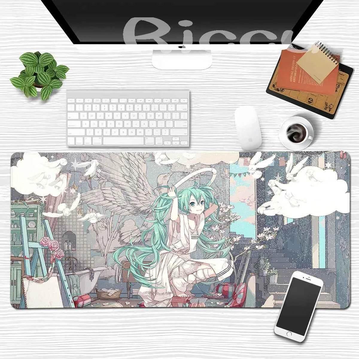 Large Gaming Mouse Pad Hatsune M-miku Mousepad PC Gamer Desk Mat Office Decoration Mouse Mat E-Sports Playmat Game Accessories by DSERS