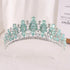 Baroque Green Pink Opal Wedding Headband Crystal Bridal Crown Tiara Hair Jewelry Accessories Women Rhinestone Royal Queen Diadem Tiaras by DSERS