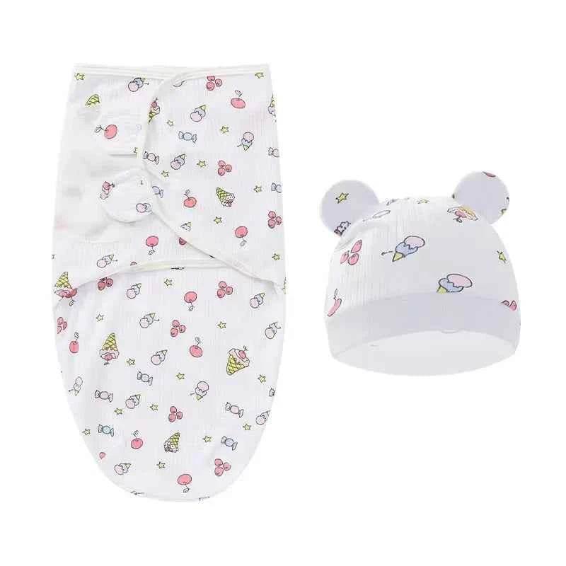 Newborn Baby Wrap Anti-Startle 2Pcs/Set Baby Swaddle Sleeping Cocoon Design 100%Cotton Baby Adjustable Blanket 0-6 Months by DSERS