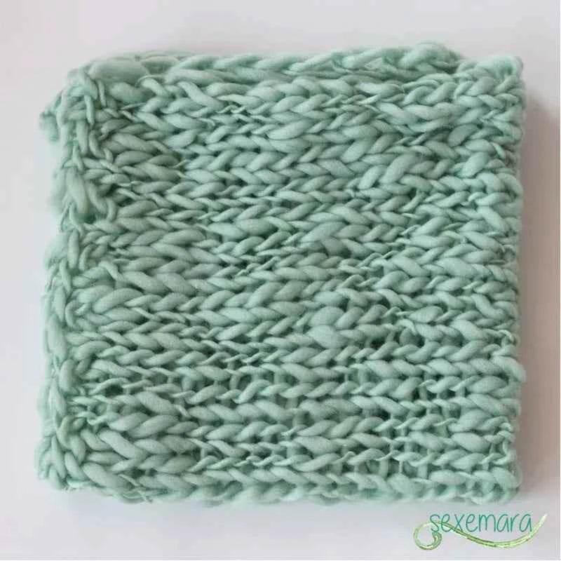 Wool Crochet Newborn Baby Girls Boys Blanket Newborn Photography Props,Crochet Knit Blanket Basket Background Filler 55*55cm by GiFTiFY