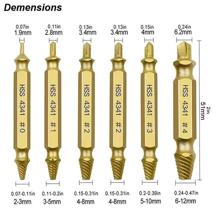 Damaged Screw Extractor Set HSS Drill Bit Stripped Broken Remover Small Easily Quickly Take Out Kit Easy Demolition Power Tools Damaged Screw Extractor Set by DSERS