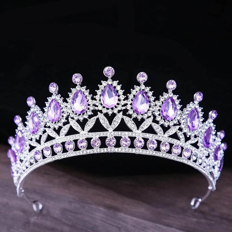 Baroque Blue Green Pink Opal Tiara Crowns Hair Jewelry Rhinestone Diadem Birthday Party Wedding Crystal Bridal Crown Accessories Tiaras by DSERS