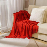 Bohemian Couch Blanket Large Knitted Tassel Throw for Bed Chair Sofa Couch Cover All-Season Blankets Home Decor Soft Comfortable by DSERS