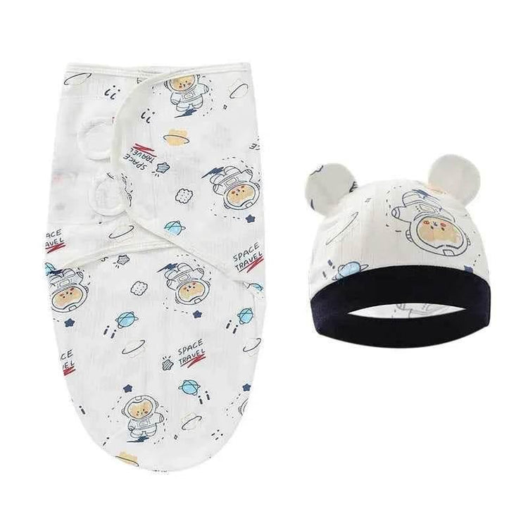 Newborn Baby Wrap Anti-Startle 2Pcs/Set Baby Swaddle Sleeping Cocoon Design 100%Cotton Baby Adjustable Blanket 0-6 Months by DSERS