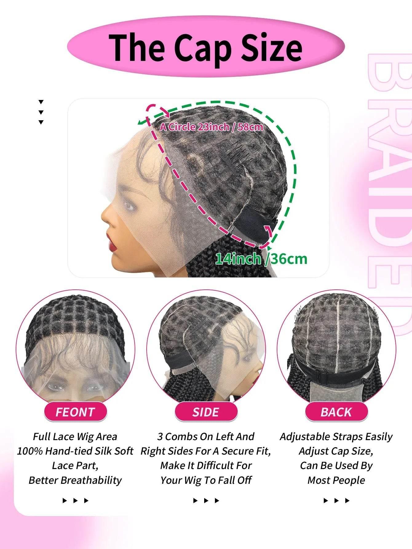 Synthetic Small Square Cornrows Braided Wigs Full Lace Knotless Box Braids Wig For Black Women 36 Inch Locs Goddess Braiding Wig Braided Wigs by DSERS / AliHairs Store