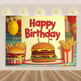 Quick Food Theme Birthday Party Decoration Hamburger French Fries Pizza Background Banner Photography Backdrop Supplies Kid Gift by DSERS