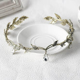 Luxury Crystal Crown Bridal Hair Accessories Wedding Rhinestone Waterdrop Leaf Tiara Crown Headband Frontlet Brides Hair Jewelry Tiaras by DSERS