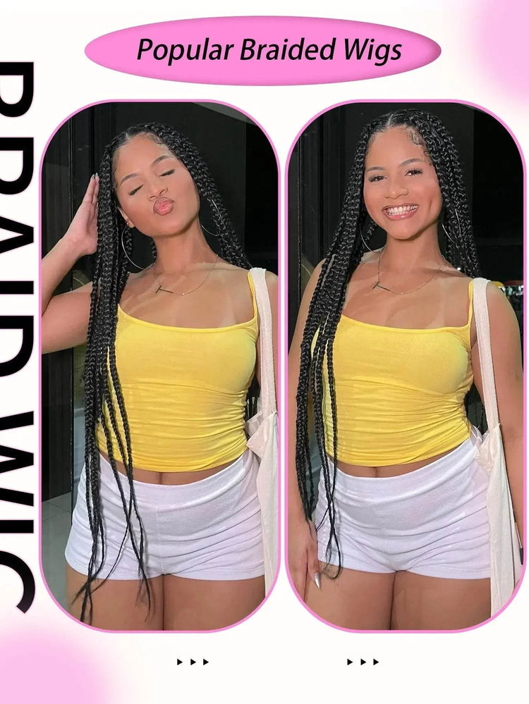 Tribal Synthetic Cornrow Braided Wigs Full Lace Wig 36Inches Knotless Jumbo Knotless Box Braids Wig Square Part For Black Women Braided Wigs by DSERS / AliHairs Store
