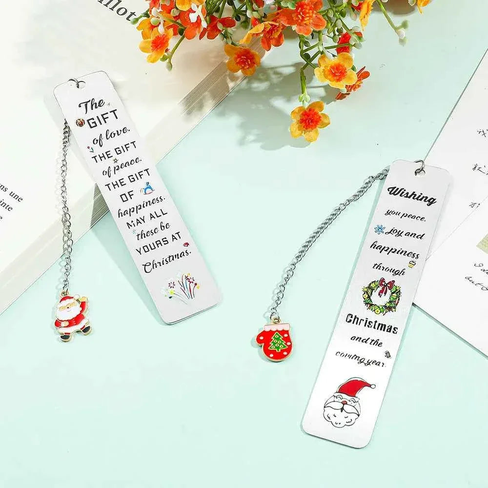 A stainless steel pendant bookmark about Christmas, the warmest Christmas reading gift for loved ones on Christmas Eve. by DSERS
