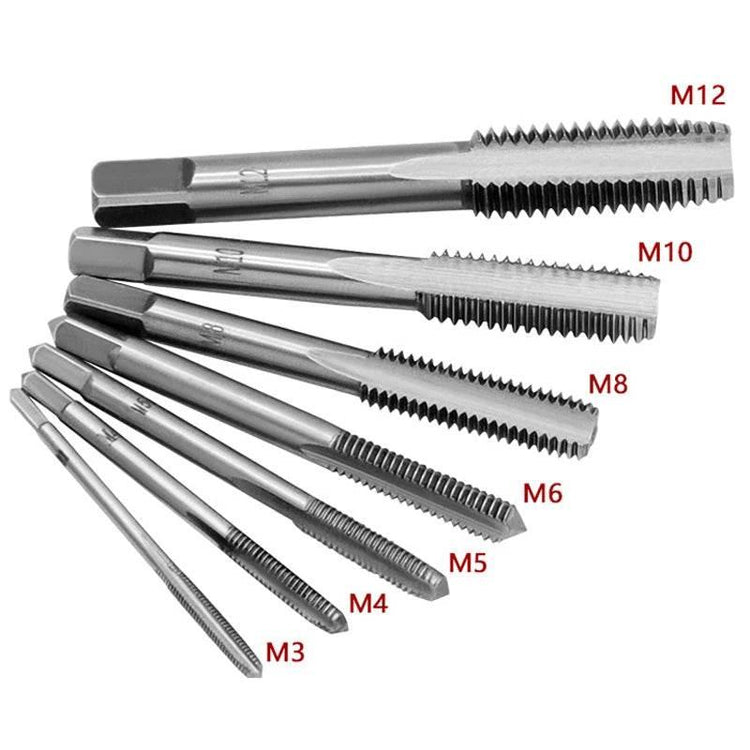 M3-M12 8/6 PCS Metric Hand Tap Set HSS Right-handed Tapping Drill Thread Punching Wrench Hand Tools Male to Make Thread in Steel Hand Tap Set by DSERS