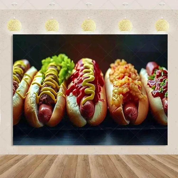 Quick Food Theme Birthday Party Decoration Hamburger French Fries Pizza Background Banner Photography Backdrop Supplies Kid Gift by DSERS