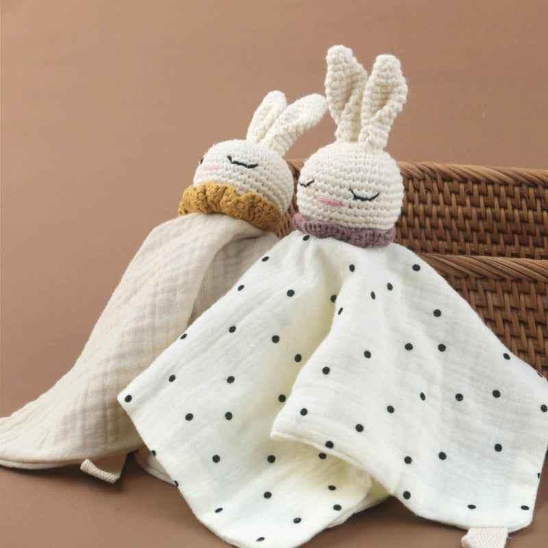 Infant Baby Appease Comforting Towel Crochet Rabbit Burp Cloth Sleep Soothing Doll Toy Pacify Soother Bib for Toddlers A2UB by DSERS