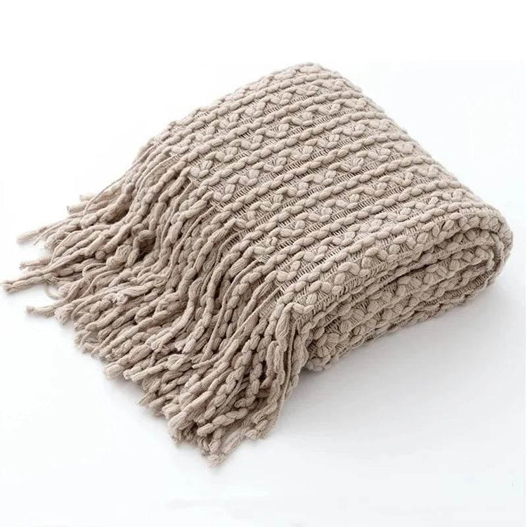 Bohemian Couch Blanket Large Knitted Tassel Throw for Bed Chair Sofa Couch Cover All-Season Blankets Home Decor Soft Comfortable by DSERS