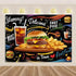 Quick Food Theme Birthday Party Decoration Hamburger French Fries Pizza Background Banner Photography Backdrop Supplies Kid Gift by DSERS