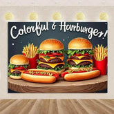 Quick Food Theme Birthday Party Decoration Hamburger French Fries Pizza Background Banner Photography Backdrop Supplies Kid Gift by DSERS