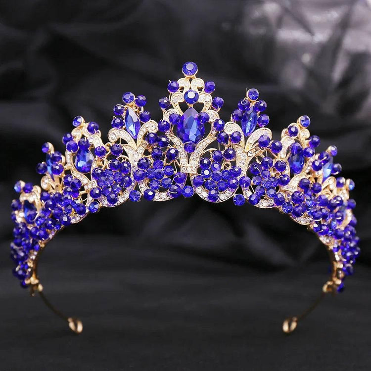 Baroque Pink Crystal Beads Bridal Crowns Handmade Tiaras Bride Headbands Rhinestone Diadem Queen Crown Wedding Hair Accessories Tiaras by DSERS