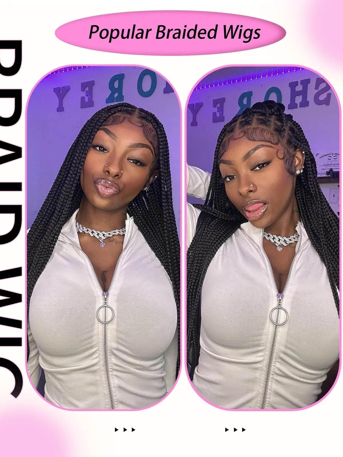 Tribal Synthetic Cornrow Braided Wigs Full Lace Wig 36Inches Knotless Jumbo Knotless Box Braids Wig Square Part For Black Women Braided Wigs by DSERS / AliHairs Store