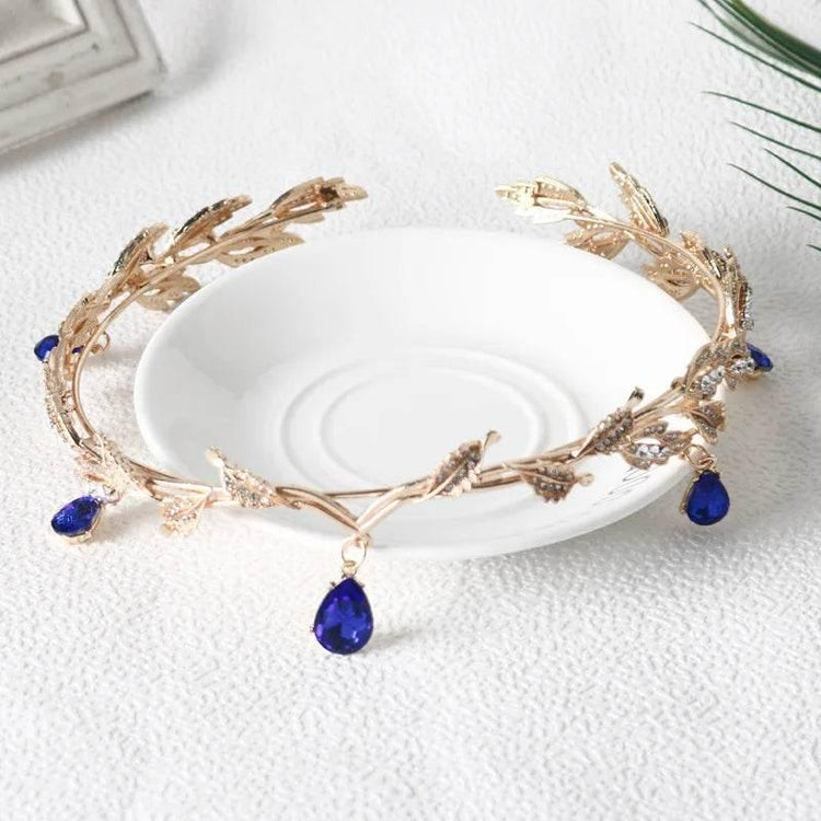 Luxury Crystal Crown Bridal Hair Accessories Wedding Rhinestone Waterdrop Leaf Tiara Crown Headband Frontlet Brides Hair Jewelry Tiaras by DSERS