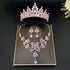 Gorgeous Pink Crystal Tiaras Bridal Jewelry Sets for Women Crown Flowers Choker Necklace Sets Wedding Bride Costume Jewelry Set Tiaras by DSERS
