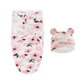 100% Organic Cotton Baby Swaddle Blanket Wrap Hat Set for Infant Adjustable Newborn Swaddle Baby Swaddle for 0-3 Month by DSERS