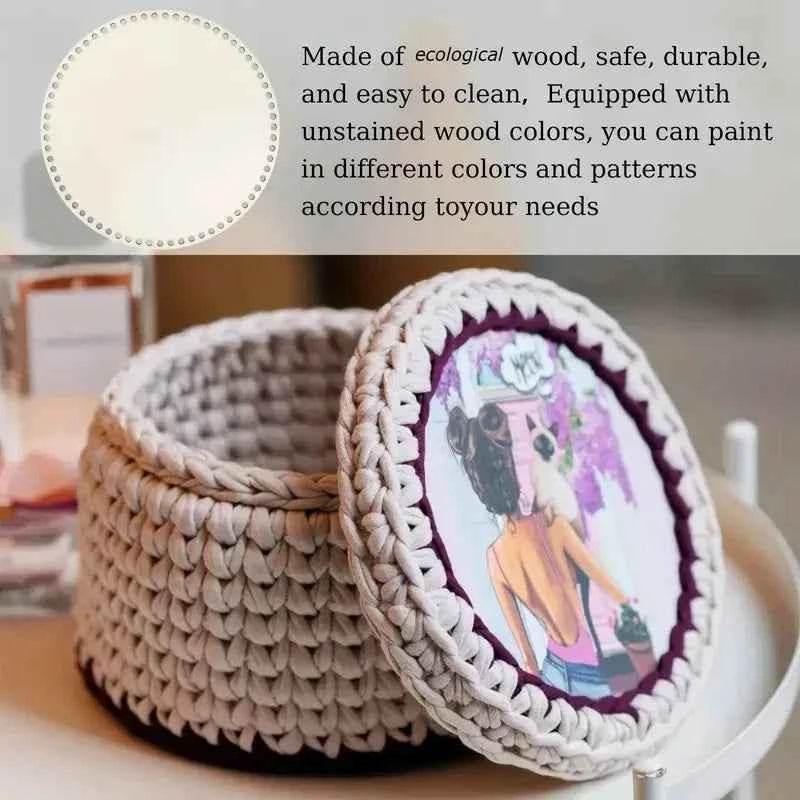 Wooden Basket Bottom Blank Solid Crochet Basket Wood Base for DIY Basket Weaving Supplies Craft Making Home Decoration by DSERS