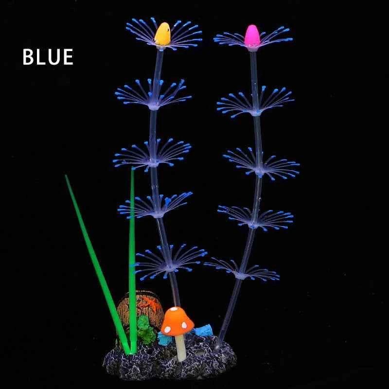 Simulation Aquatic Plants Fluorescent Silicone Water Grass Fish Tank Landscape Aquarium Decoration Coral Landscaping Home Decor by DSERS