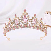 Baroque Gold Color Champagne Crystal Heart Bridal Tiara Crown Rhinestone Pageant Diadem Veil Tiara Headband Wedding Hair Jewelry Tiaras by DSERS