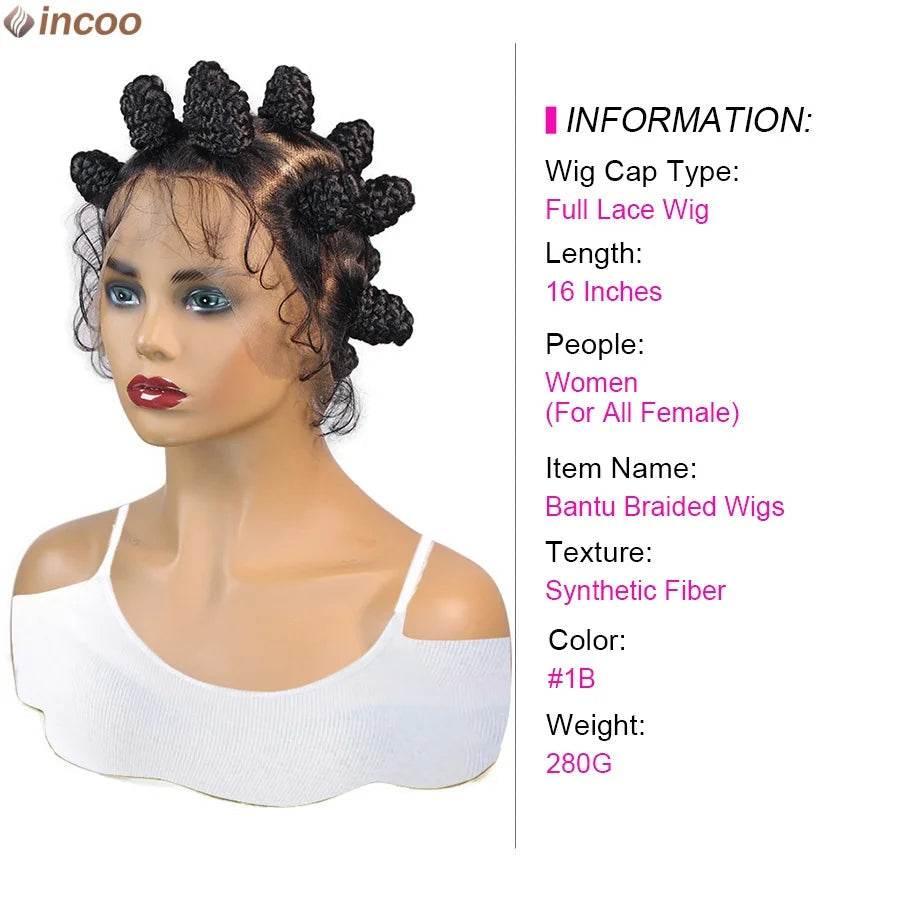 Summer Synthetic Bantu Knots Cornrows Braided Wigs Knotless Large Box Braids Wig Full Lace Wig For Black Women Handmade Twists Braided Wigs by DSERS / AliHairs Store