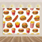 Quick Food Theme Birthday Party Decoration Hamburger French Fries Pizza Background Banner Photography Backdrop Supplies Kid Gift by DSERS