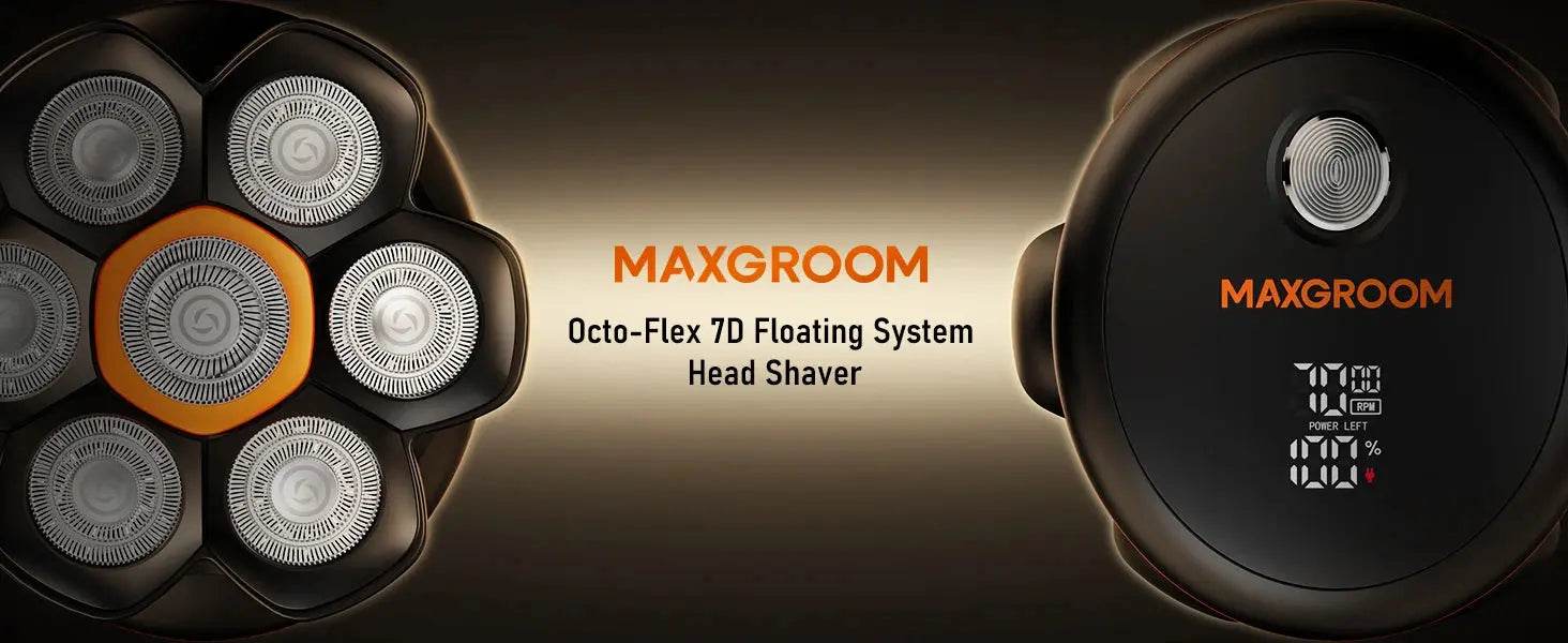 MAXGROOM 7D Head Shaver for Bald Men IXP6 Waterproof USB Rechargeable Electric Hair Trimmer Beard Floating Blade Magnetic Razor Head Shaver for Bald Men by DSERS