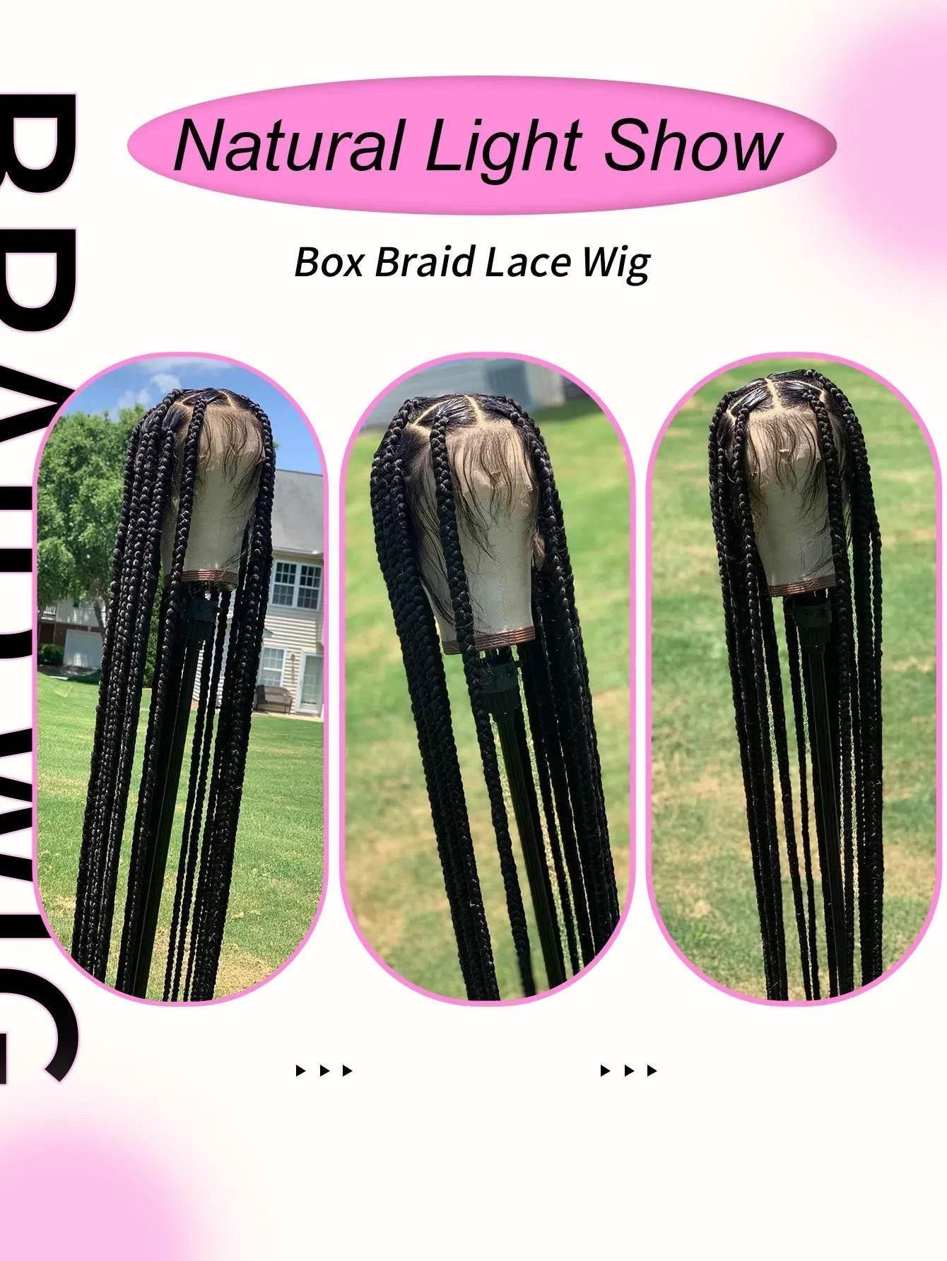 Cornrows Full Lace Braided Wigs Synthetic Knotless Box Braiding Wigs For Black Women 36&