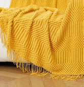 Bohemian Couch Blanket Large Knitted Tassel Throw for Bed Chair Sofa Couch Cover All-Season Blankets Home Decor Soft Comfortable by DSERS