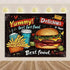 Quick Food Theme Birthday Party Decoration Hamburger French Fries Pizza Background Banner Photography Backdrop Supplies Kid Gift by DSERS