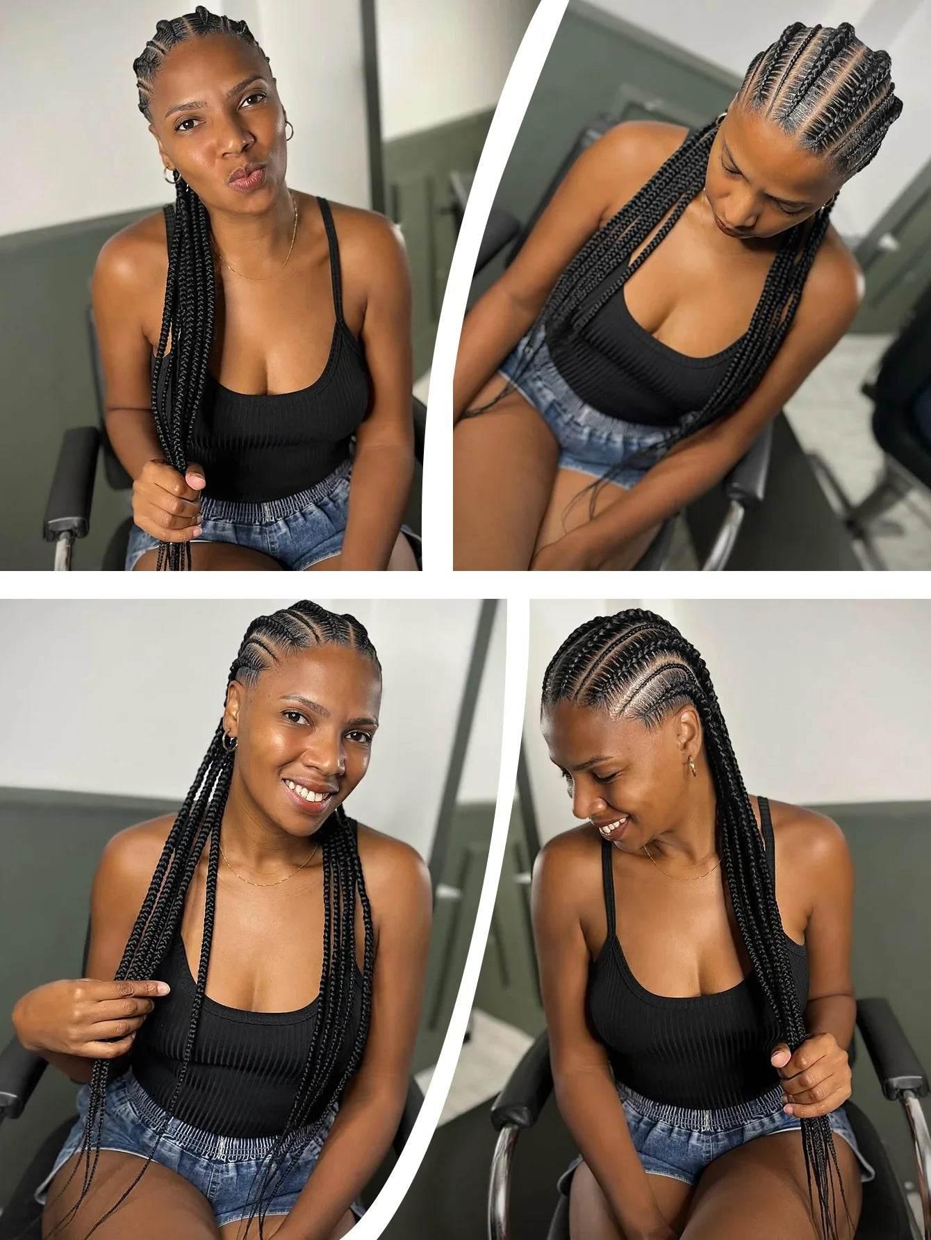 Cornrow Braids Wig Synthetic Full Lace Front Braided Wigs For Black Women 36 Inches Long Locs Goddess Braids Wig With Baby Hair Braids Wig by DSERS / AliHairs Store