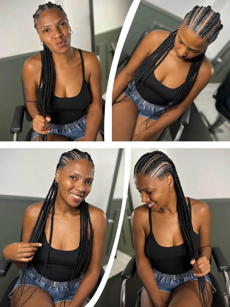 Cornrow Braids Wig Synthetic Full Lace Front Braided Wigs For Black Women 36 Inches Long Locs Goddess Braids Wig With Baby Hair Braids Wig by DSERS / AliHairs Store