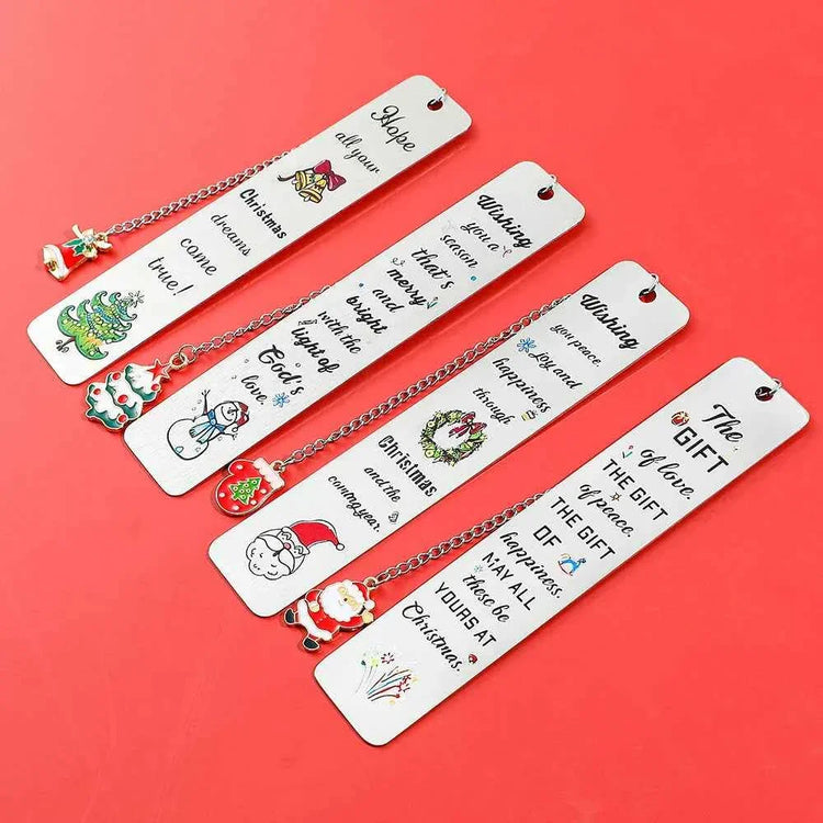 A stainless steel pendant bookmark about Christmas, the warmest Christmas reading gift for loved ones on Christmas Eve. metal Bokkmark by DSERS