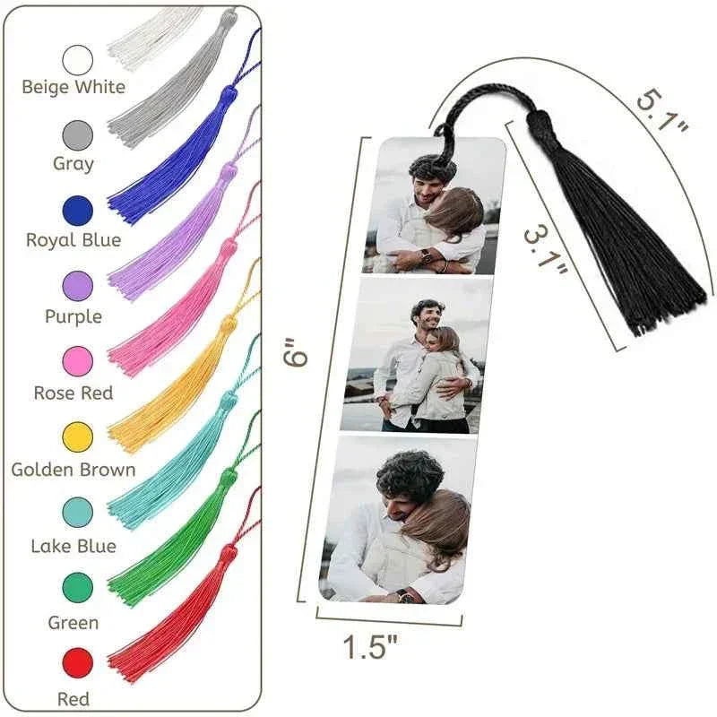 Custom Photo Bookmark Personalized Book Marks with Tassel Personalized Engraved Text Color Picture Bookmarks Gifts for Readers by DSERS