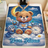 Customized personalized name blanket, printed portable, goodnight bear cartoon, party, birthday, daughter or son gift,sofa，soft by DSERS