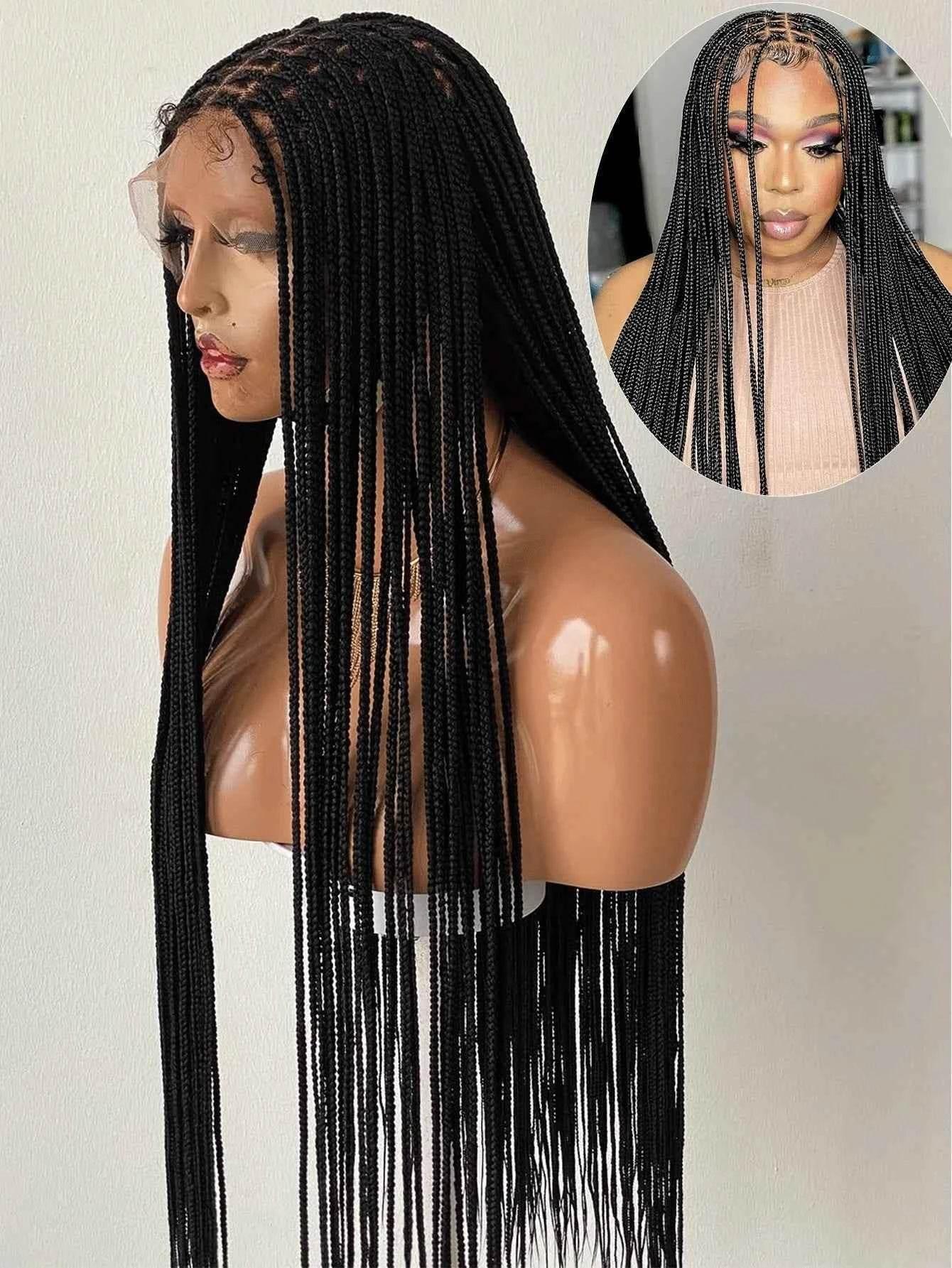 36Inch Cornrow Braided Wigs Synthetic Full Lace Knotless Braided Lace Wig With Baby Hair Small Part Braids Wig For Black Women Braided Wigs by DSERS / AliHairs Store