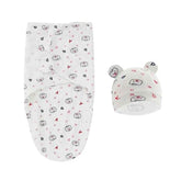100% Organic Cotton Baby Swaddle Blanket Wrap Hat Set for Infant Adjustable Newborn Swaddle Baby Swaddle for 0-3 Month by DSERS