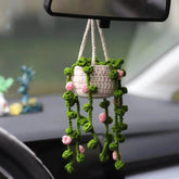 Handmade Crochet Car Styling Plants Succulent Car Plant Ornamentos Decoration Interior Accersories Cute Gift for Women by DSERS