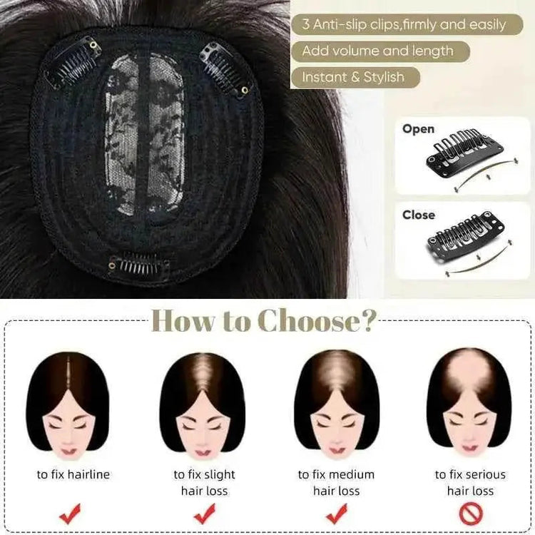 Doreen 13*13cm 8" 12" 16" Topper Human Hair Bangs Real Remy Human Hair Toppers for Women With Thin Hair Silk Base with Hair Weft Hair Accessories by Zopi / AliExpress