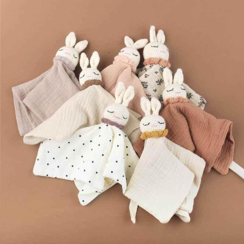 Infant Baby Appease Comforting Towel Crochet Rabbit Burp Cloth Sleep Soothing Doll Toy Pacify Soother Bib for Toddlers A2UB by DSERS