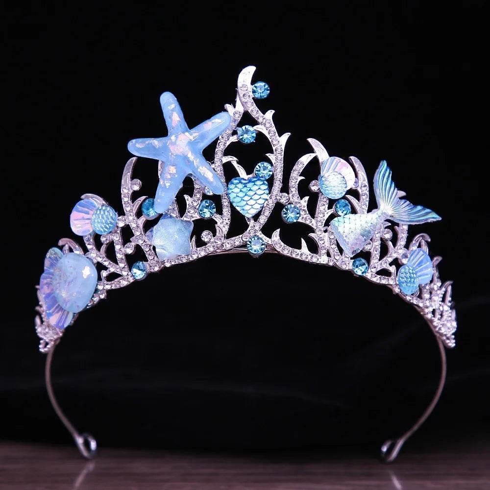 New Mermaid Crown Diadem Halloween Ocean Style Costume Seashell Starfish Hair Accessories for Women Girls Birthday Party Tiaras Tiaras by DSERS