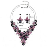 Luxury Purple Crystal Flower Jewelry Set for Women Rhinestone Stud Earrings & Necklace Wedding Party Accessory Bridal Gift by George Black