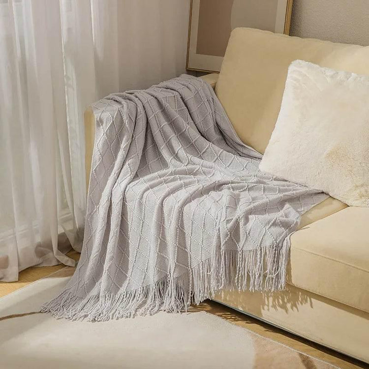 Bohemian Couch Blanket Large Knitted Tassel Throw for Bed Chair Sofa Couch Cover All-Season Blankets Home Decor Soft Comfortable by DSERS